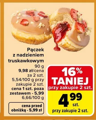 Pączek z nadzieniem truskawkowym promocja w Carrefour Market