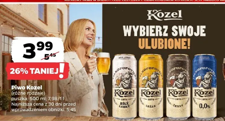 Piwo Kozel Bílý Lehký promocja w Netto