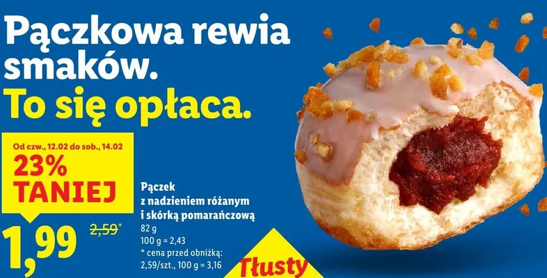 Pączek z nadzieniem różanym i skórką pomarańczową promocja w Lidl