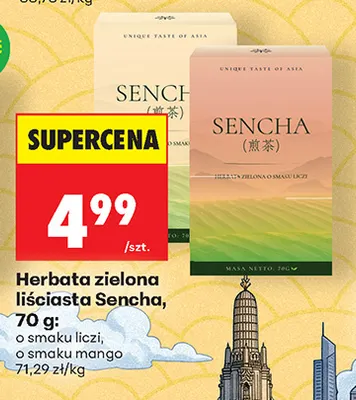 Herbata zielona liściasta Sencha o smaku liczi promocja w Biedronka