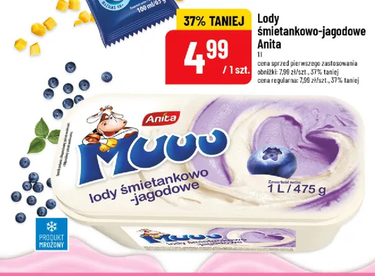 Lody śmietankowo-jagodowe Anita promocja w POLOmarket