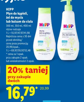 Żel do mycia ciała i włosów dla dzieci HiPP Babysanft Sensitive promocja w Lidl