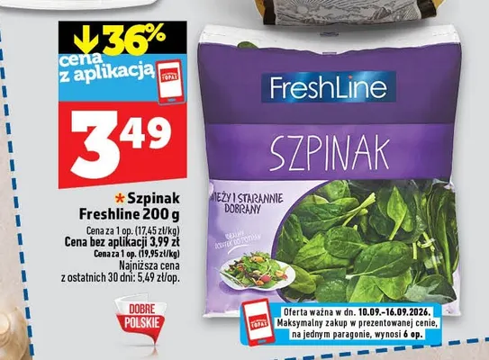 Szpinak FreshLine promocja w TOPAZ