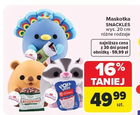 Maskotka Snackles wys. 20 cm różne rodzaje promocja w Carrefour