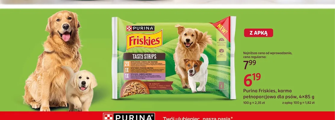 Karma dla psów Purina Friskies Tasty Strips promocja w Rossmann