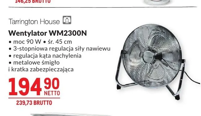 Wentylator Tarrington House WM2300N moc 90W śr. 45cm promocja w Makro