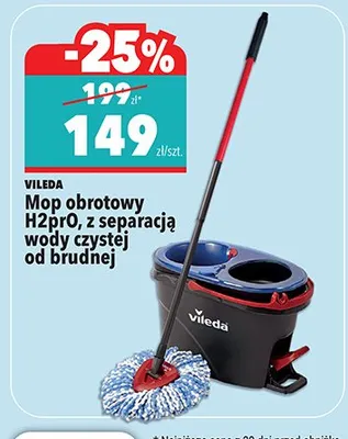 Mop obrotowy H2O EVO z separacją wody czystej od brudnej Vileda promocja w Biedronka