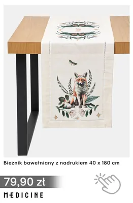 Bieżnik bawełniany z nadrukiem 40x180 cm Medicine promocja w Medicine