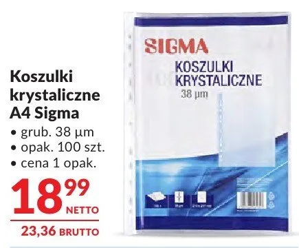 Koszulki krystaliczne A4 Sigma promocja w Makro