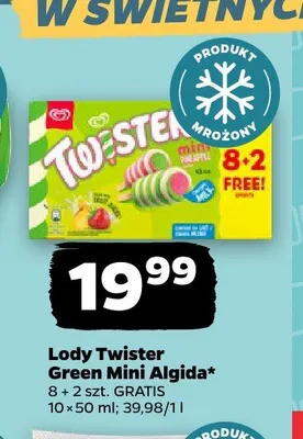 Lody Twister Green Mini Algida 10-pak promocja w Netto