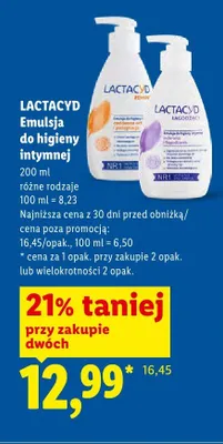 Emulsja do higieny intymnej Lactacyd Femina promocja w Lidl