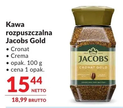 Kawa rozpuszczalna Jacobs Gold Cronat/Crema promocja w Makro