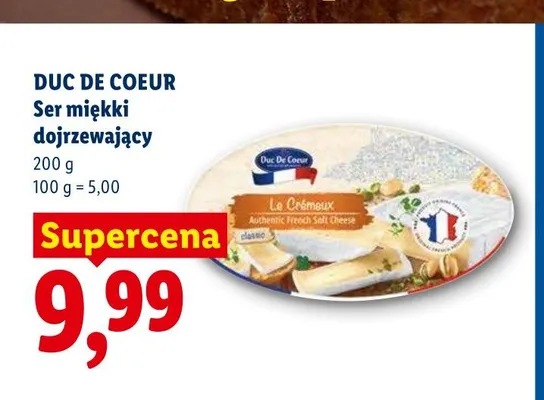 Ser miękki dojrzewający Duc De Coeur promocja w Lidl