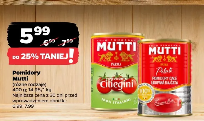 Pomidory Pelati Mutti promocja w Netto