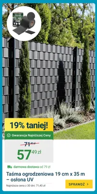 Taśma ogrodzeniowa Heckermann 19cm x 35m osłona UV promocja w ERLI