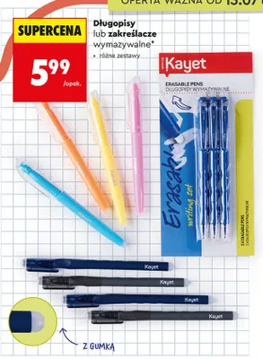 Długopisy wymazywalne Kayet promocja w Biedronka