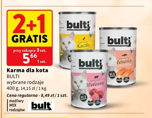 Karma dla kota Bulti z wołowiną promocja w Intermarche