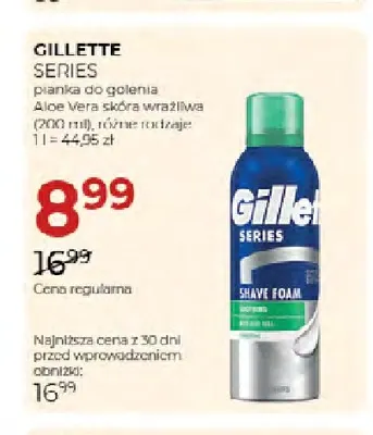Pianka do golenia Series Aloe Vera skóra wrażliwa Gillette promocja w Drogerie Jawa