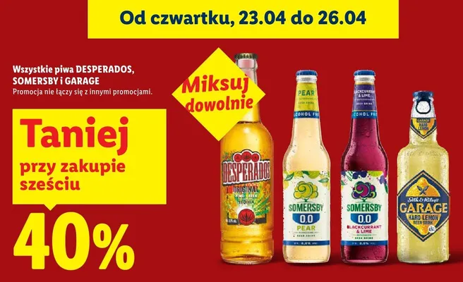 Wszyskie piwa Desperados Somersby i Garage promocja w Lidl