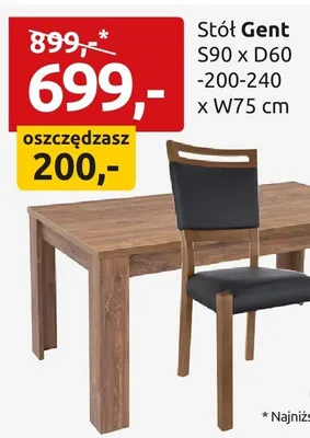 Stół Gent S90xD60-200-240xW75cm promocja w Black Red White
