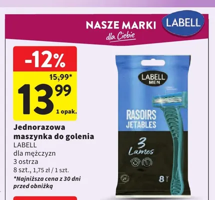 Jednorazowa maszynka do golenia Labell dla mężczyzn 3 ostrza promocja w Intermarche