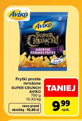 Frytki proste mrożone Super Crunch Aviko promocja w Carrefour