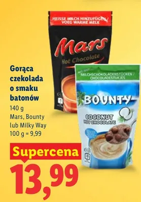 Gorąca czekolada o smaku batonów Mars, Bounty lub Milky Way promocja w Lidl