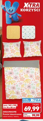 Pościel dwustronna DREAMHOME 160x200cm 2x70x80cm promocja w Kaufland