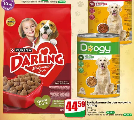 Sucha karma dla psa wołowina Darling promocja w Dino
