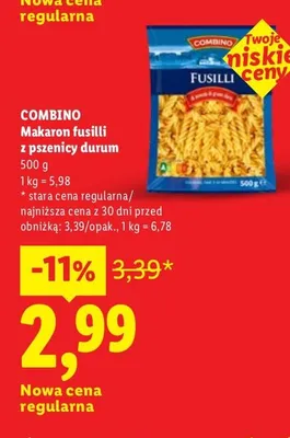 Makaron fusilli z pszenicy durum promocja w Lidl