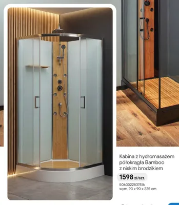 Kabina z hydromasażem półokrągła GoodHome Bamboo z niskim brodzikiem promocja w Castorama