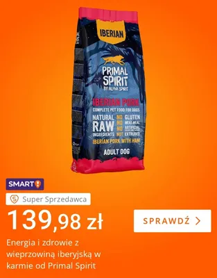 Karma dla psów sucha Primal Spirit Iberian Pork promocja w Allegro