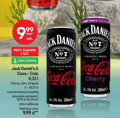 Drink Jack Daniel's & Coca-Cola Cherry promocja w Żabka