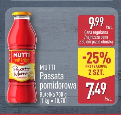 Passata pomidorowa Mutti promocja w Aldi