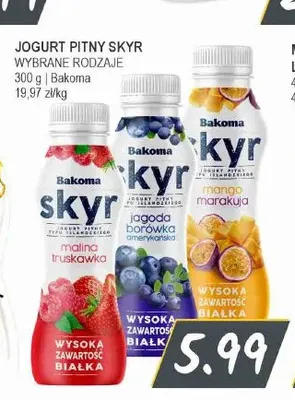 Jogurt pitny Skyr malina truskawka Bakoma promocja w Słoneczko