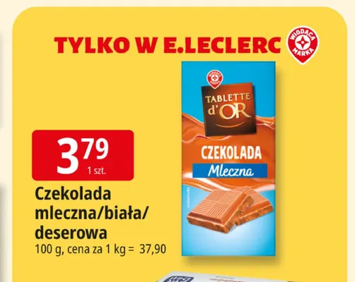 Czekolada biała Tablette d'Or promocja w Leclerc