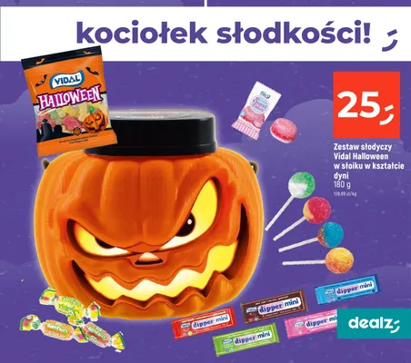 Zestaw słodyczy Vidal Halloween w słoiku w kształcie dyni promocja w Dealz