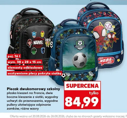Plecak dwukomorowy szkolny promocja w Kaufland