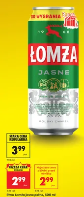 Piwo Łomża jasne pełne promocja w Biedronka