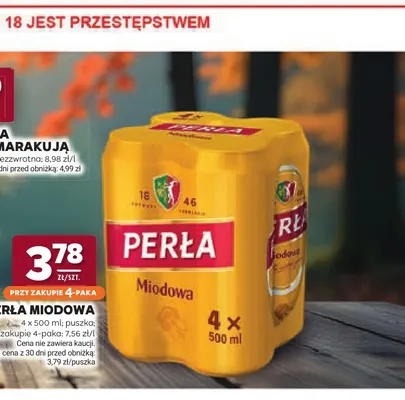 Piwo Perła Miodowa 4-pak promocja w Stokrotka