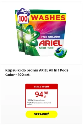 Kapsułki do prania Ariel All in 1 Pods Color promocja w Media Expert