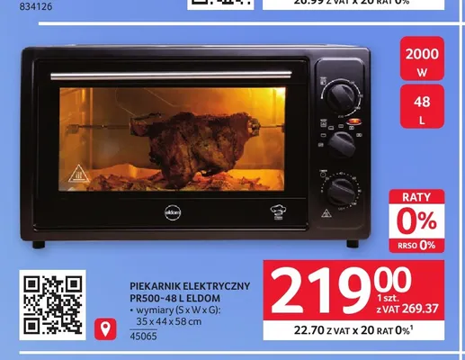 Piekarnik elektryczny PR500-48 l Eldom promocja w Selgros