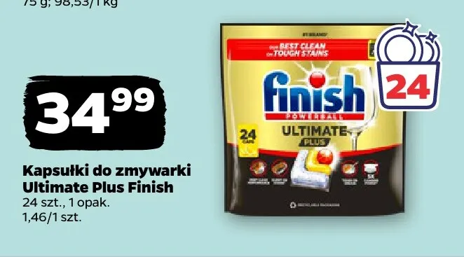 Kapsułki do zmywarki Ultimate Plus Finish promocja w Netto