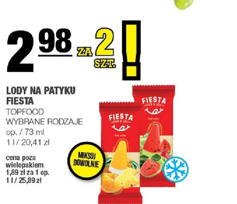 Lody na patyku Fiesta promocja w SPAR