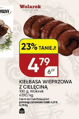 Kiełbasa wieprzowa z cielęciną Wolarek promocja w Chata Polska