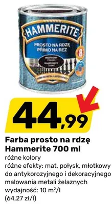Farba prosto na rdzę Hammerite 700 ml promocja w Bricomarche