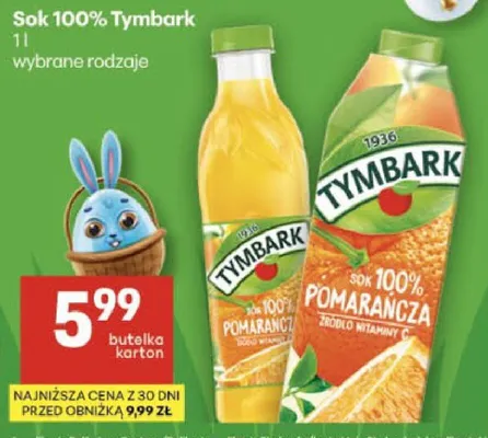 Sok 100% Tymbark pomarańcza promocja w Delikatesy Centrum