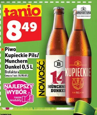 Piwo Kupieckie Pils/Munchern Dunkel 0,5l promocja w TOPAZ