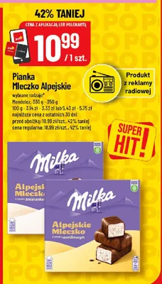 Mleczko Alpejskie różne rodzaje promocja w POLOmarket