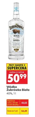 Wódka Żubrówka Biała 1 l promocja w Biedronka